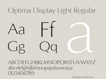 Optima Display Light Regular Version 1.901 Font Sample