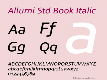 Allumi Std Book Italic Version 1.000图片样张