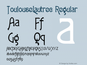 ToulouseLautrec Regular Altsys Fontographer 4.0.2 97.5.24图片样张