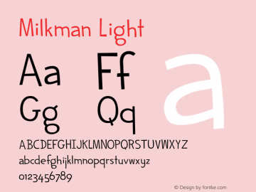 Milkman Light Fontographer 4.7 12/21/06 FG4M­0000002045 Font Sample