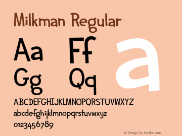 Milkman Regular Fontographer 4.7 12/19/06 FG4M­0000002045 Font Sample
