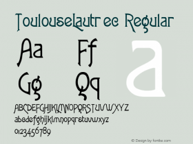 ToulouseLautrec Regular Converted from C:\TTFONTS\TOULOU__.TF1 by ALLTYPE图片样张