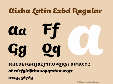 Aisha Latin Exbd Regular Version 1.000 Font Sample