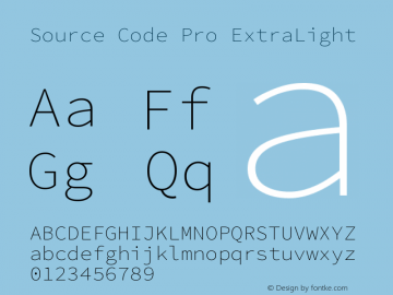 Source Code Pro ExtraLight Version 1.000 Font Sample