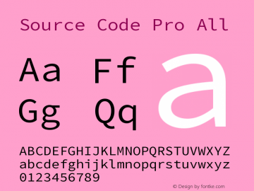 Source Code Pro All Version 1.000 Font Sample