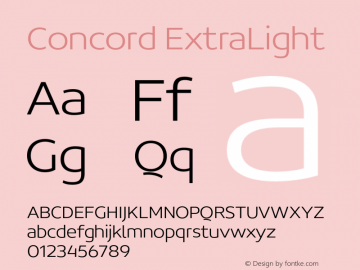 Concord ExtraLight 001.001 Font Sample