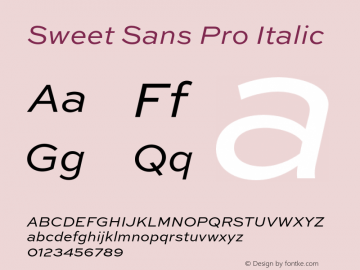 Sweet Sans Pro Italic Version 1.000 Font Sample