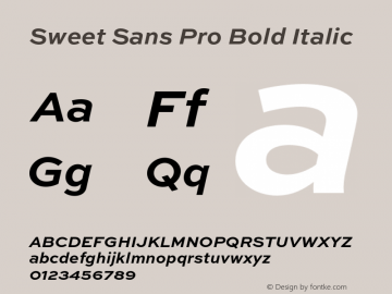 Sweet Sans Pro Bold Italic Version 1.000 Font Sample