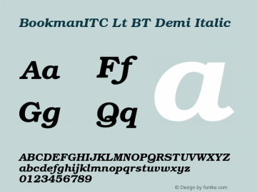 BookmanITC Lt BT Demi Italic mfgpctt-v4.4 Dec 14 1998图片样张