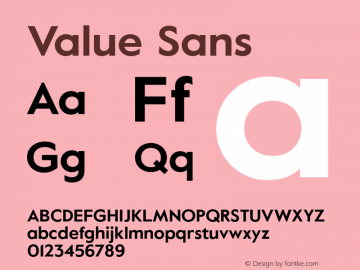 Value Sans Version 1.000 Font Sample