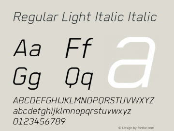 Regular Light Italic Italic Version 2.1 2012 Font Sample