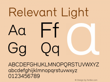 Relevant Light Version 2.004 2011 Font Sample