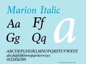 Marion Italic Version 1.000 2006 initial release图片样张