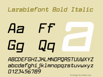 Larabiefont Bold Italic Version 2.100 2004图片样张