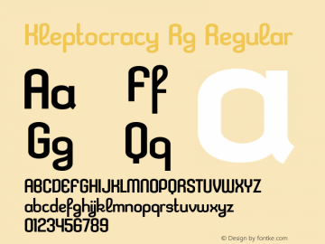 Kleptocracy Rg Regular Version 2.001;PS 002.000;Core 1.0.38 Font Sample