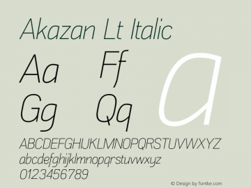 Akazan Lt Italic Version 1.000图片样张