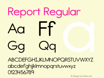 Report Regular Version 1.000 2005 initial release Font Sample