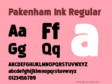 Pakenham Ink Regular Version 2.101 2004 Font Sample