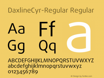 DaxlineCyr-Regular Regular Version 004.460 Font Sample