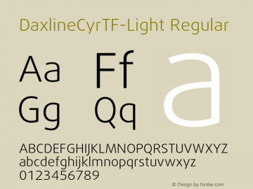 DaxlineCyrTF-Light Regular Version 004.460 Font Sample