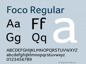 Foco Regular Version 1.00 ; July 06 2006 Font Sample