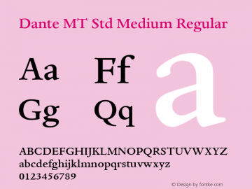 Dante MT Std Medium Regular Version 1.047;PS 001.004;Core 1.0.38;makeotf.lib1.6.5960 Font Sample