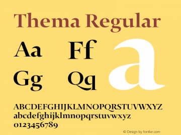 Thema Regular Version 1.0 Font Sample