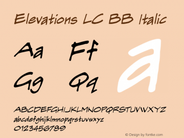 Elevations LC BB Italic Version 1.000 Font Sample