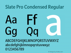 Slate Pro Condensed Regular Version 1.000 Font Sample