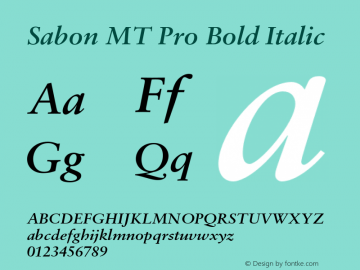 Sabon MT Pro Bold Italic Version 1.002;PS 001.001;Core 1.0.38;makeotf.lib1.6.5960图片样张