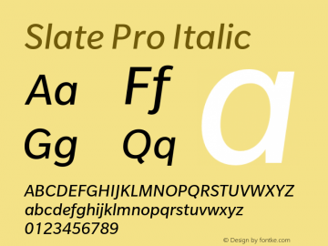 Slate Pro Italic Version 1.000图片样张