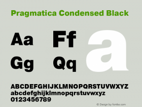 Pragmatica Condensed Black Version 1.001W Font Sample