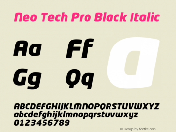 Neo Tech Pro Black Italic Version 1.054;PS 001.000;Core 1.0.38;makeotf.lib1.6.5960图片样张