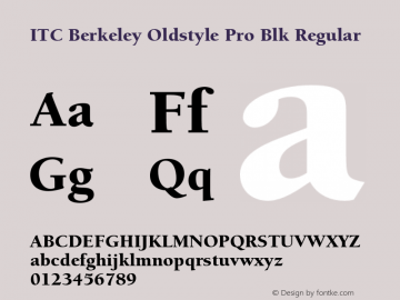 ITC Berkeley Oldstyle Pro Blk Regular Version 1.00 Font Sample