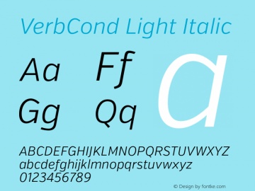 VerbCond Light Italic Version 1.001图片样张