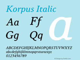Korpus Italic Version 2.005 2012图片样张