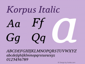 Korpus Italic Version 2.005 2012图片样张
