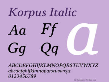 Korpus Italic Version 2.005 2012图片样张