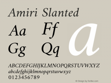 Amiri Slanted Version 000.105 Font Sample