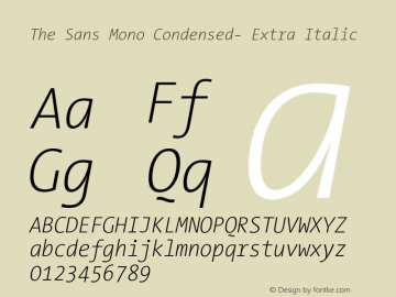 The Sans Mono Condensed- Extra Italic Version 001.000 Font Sample