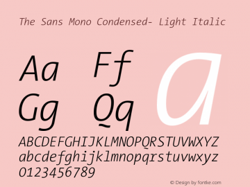 The Sans Mono Condensed- Light Italic Version 001.000 Font Sample