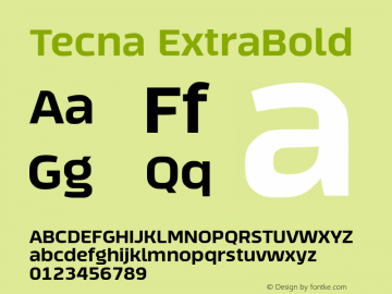 Tecna ExtraBold Version 1.000 Font Sample