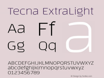 Tecna ExtraLight Version 1.000 Font Sample