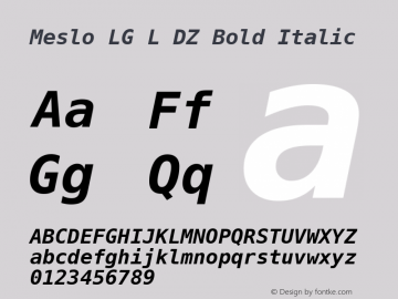 Meslo LG L DZ Bold Italic 1.200 Font Sample