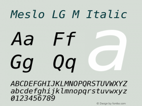 Meslo LG M Italic 1.200 Font Sample
