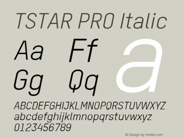 TSTAR PRO Italic Version 3.000 Font Sample