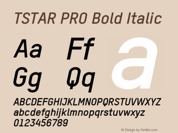 TSTAR PRO Bold Italic Version 3.000 Font Sample