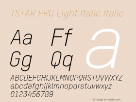 TSTAR PRO Light Italic Italic Version 3.000 Font Sample