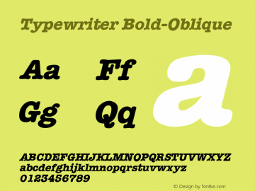 Typewriter Bold-Oblique 1.0 Tue Sep 20 14:46:33 1994图片样张