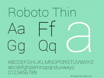 Roboto Thin Version 1.00000; 2011图片样张